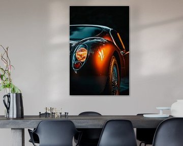 Vintage car rear view at night by Poster Art Shop