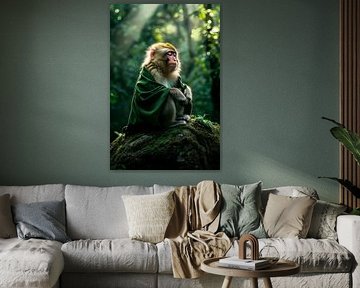 Singe pensif dans la forêt sur Poster Art Shop