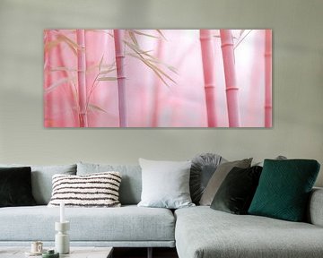Roze bamboestokken in zacht licht van Poster Art Shop
