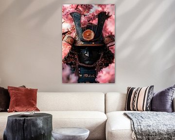 Samurai hero between cherry blossoms by Poster Art Shop