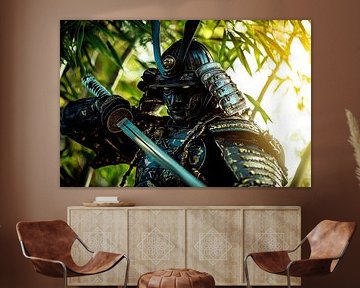 Samurai armour in the bamboo forest by Poster Art Shop