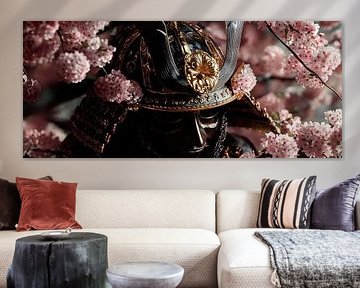 Samurai statuette with cherry blossoms by Poster Art Shop