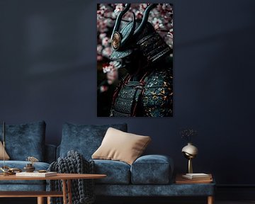 Samurai armour in front of cherry blossoms by Poster Art Shop