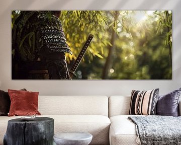 Samurai in the bamboo forest - light show by Poster Art Shop