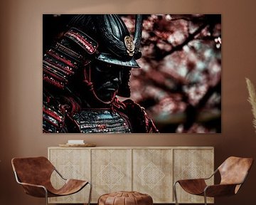 Samurai in cherry blossom - Dramatic by Poster Art Shop