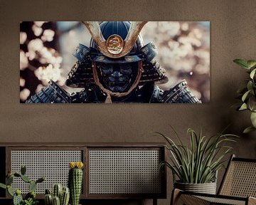 Samoerai met bloeiende kersenbomen van Poster Art Shop