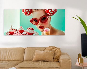 Zoete desserts met een glamoureus model van Poster Art Shop