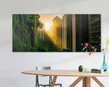 Stedelijke oase in het zonlicht van Poster Art Shop