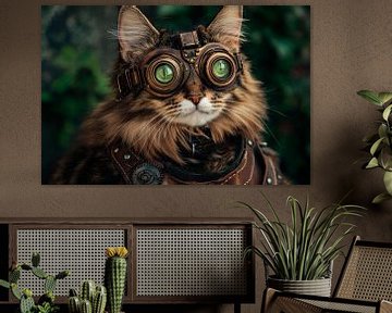Steampunk kat met bril van Poster Art Shop