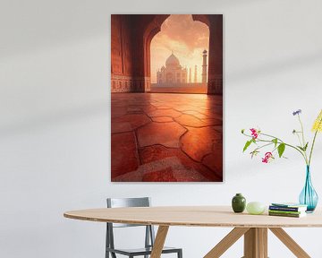 Taj Mahal bij zonsondergang - sfeer van Poster Art Shop