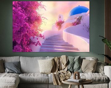 Stairway with bougainvillea - dreamlike by Poster Art Shop