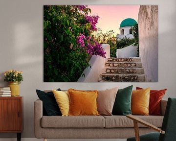 Staircase with colourful flowers by Poster Art Shop