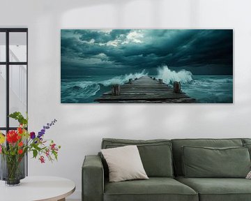 Storm on the jetty - Dramatic by Poster Art Shop