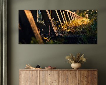 Dilapidated wooden footbridge in the countryside by Poster Art Shop