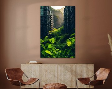 Abandoned ruined building with plants by Poster Art Shop
