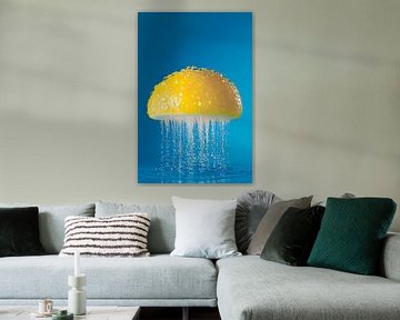 Citroenhelft met waterval van Poster Art Shop
