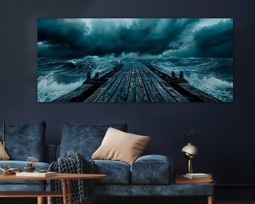 Storm over de pier - Dramatisch van Poster Art Shop