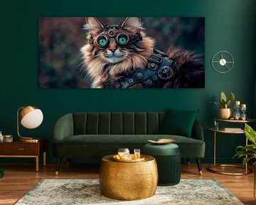Cat with steampunk glasses - Creative by Poster Art Shop