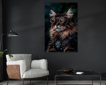 Cat with steampunk glasses by Poster Art Shop