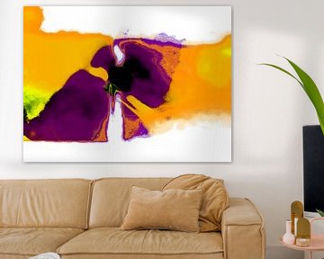 Abstract art in purple and yellow