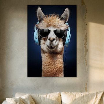 Alpaka lauscht der Musik