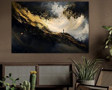 Painting Black Gold | Large Painting Living Room | Plexiglas Painting Black Gold