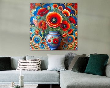 Red poppies in a vase by Tatjana Korneeva