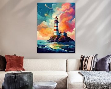 Kleurrijke wolken boven zee van Ted Decker
