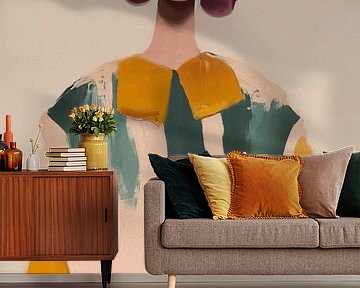 Kleurrijk, modern portret van Carla Van Iersel