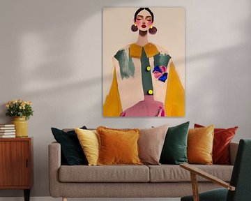 Kleurrijk, modern portret van Carla Van Iersel