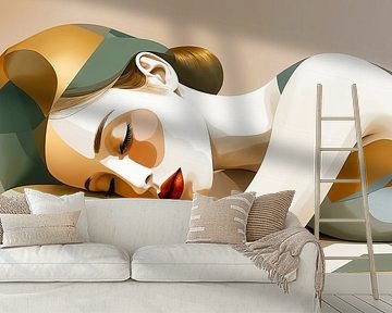 Sleeping Beauty– Minimalistische Art-Deco Muze in Aardetinten
