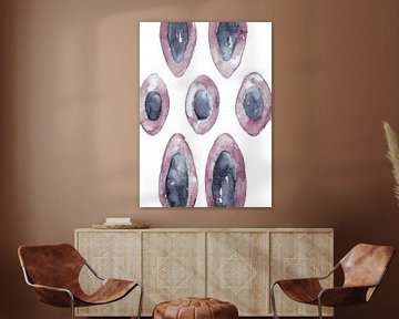 Roze blauw aquarel van Ela Szczepaniak