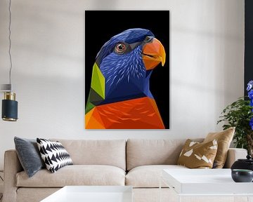 Abstract Low Poly The red-collared lorikeet Bird by Yoga Art 15