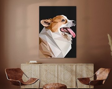 Abstracte Lage Poly Pembroke Welsh Corgi Hond van Yoga Art 15