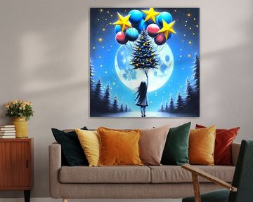 Kerstboom met het meisje van Tatjana Korneeva