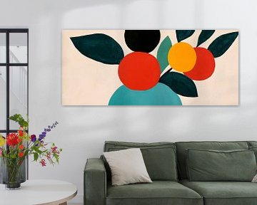 Abstracte fruitcompositie met bladeren van Poster Art Shop