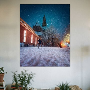 Schnee auf dem Vismarkt, Groningen