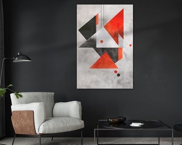 Abstract geometry in red and black by Poster Art Shop