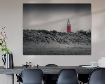 Texel vuurtoren in zwart-wit met kleuraccent van Captured Created by Cathleen