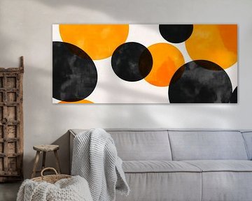 Abstract circles in black and orange by Poster Art Shop