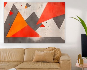 Abstract geometric shapes - red and grey by Poster Art Shop
