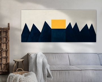 Paysage de montagne avec carré jaune sur Poster Art Shop