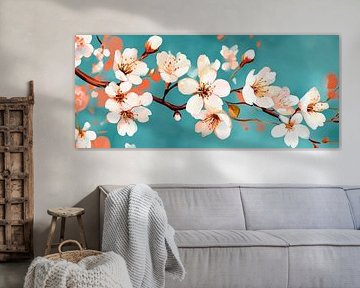 Blossoming cherry tree branch - pastel colours by Poster Art Shop