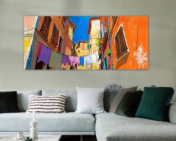 Linge coloré dans une ruelle italienne sur Poster Art Shop