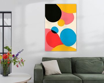 Bunte geometrische Formen auf Beige von Poster Art Shop