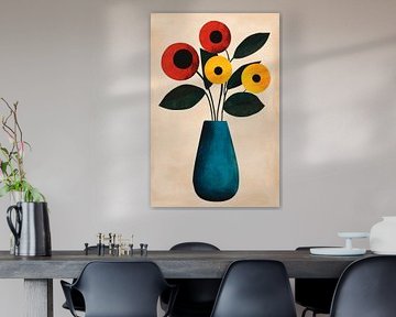 Bouquet de fleurs multicolores dans un vase sur Poster Art Shop
