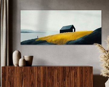 Cabane isolée au bord de l'eau - Minimaliste sur Poster Art Shop