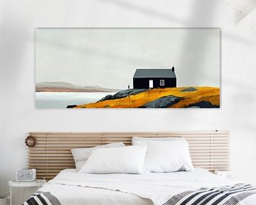 Cabine noire isolée au bord de la mer sur Poster Art Shop