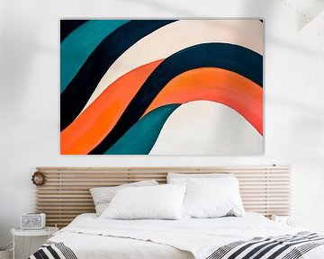 Gekleurde golven op een lichte achtergrond van Poster Art Shop