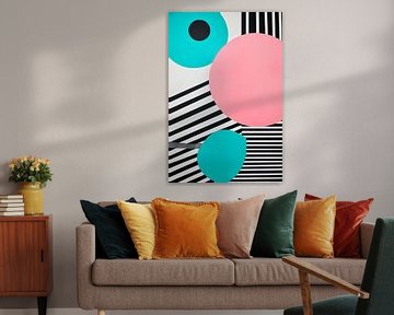Geometrische vormen op een gestreepte achtergrond van Poster Art Shop